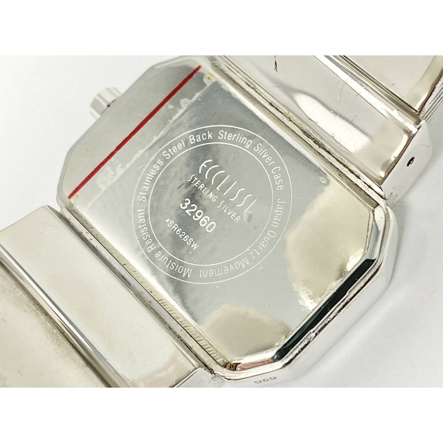 Ecclissi 32960 Sterling Silver 925 Quartz Leather Bangle Cuff Ladies Watch