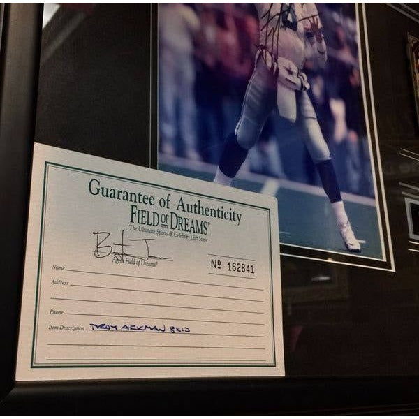 Dallas Cowboys Troy Aikman Football Photo Framed Signed and Certified