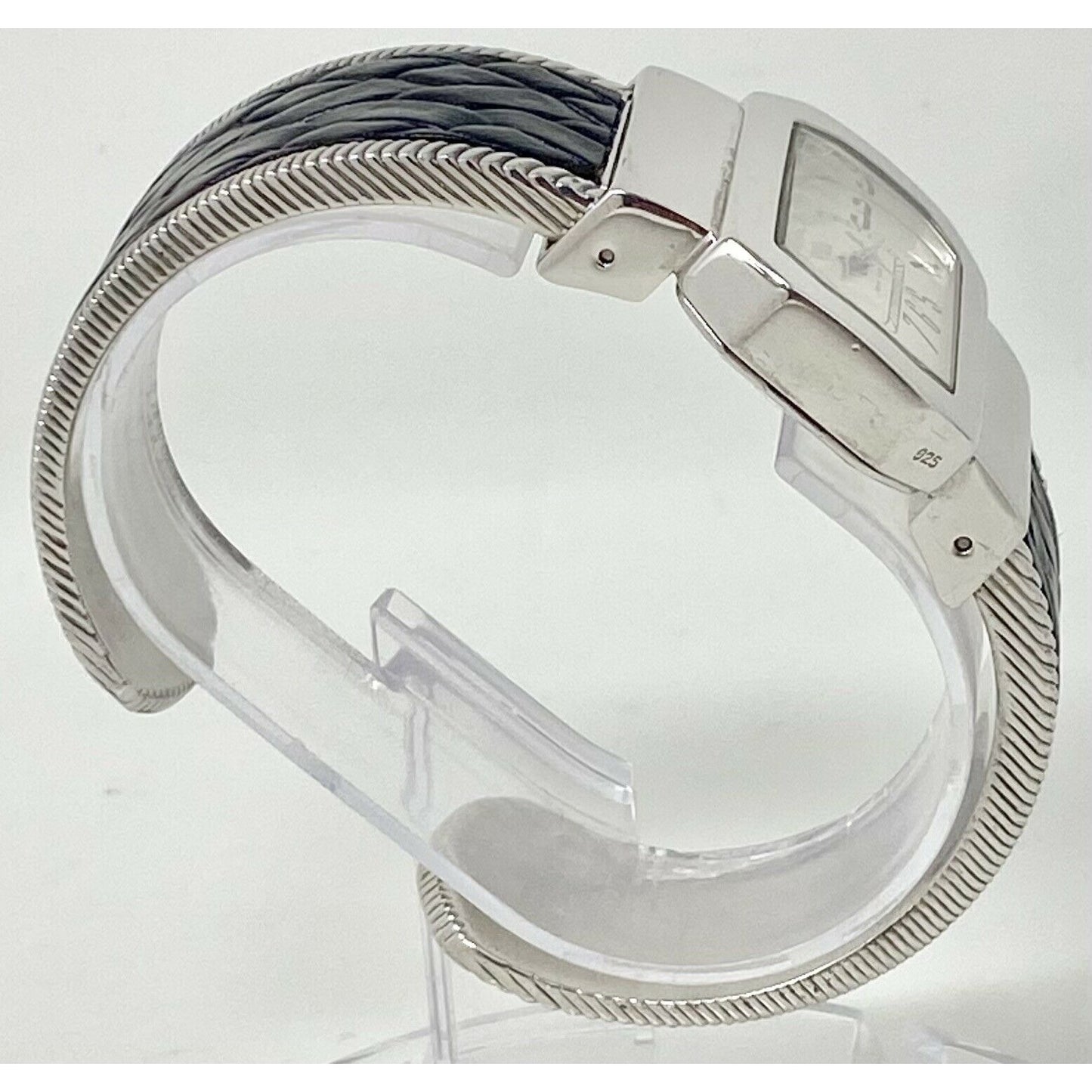 Ecclissi 32960 Sterling Silver 925 Quartz Leather Bangle Cuff Ladies Watch