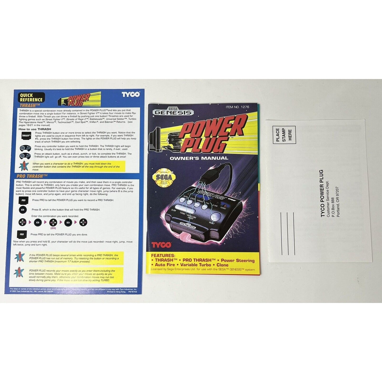 Tyco Vintage 1993 Sega Genesis Power Plug Complete