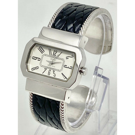 Ecclissi 32960 Sterling Silver 925 Quartz Leather Bangle Cuff Ladies Watch