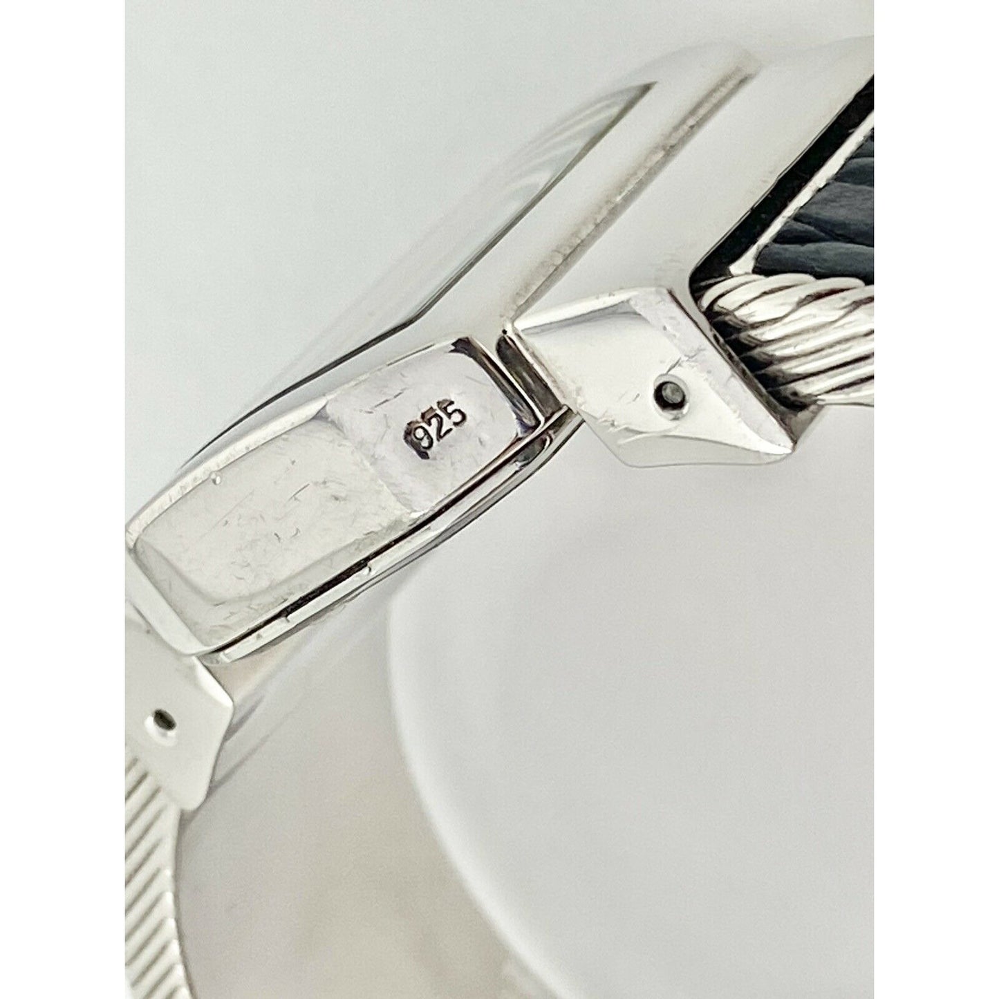 Ecclissi 32960 Sterling Silver 925 Quartz Leather Bangle Cuff Ladies Watch