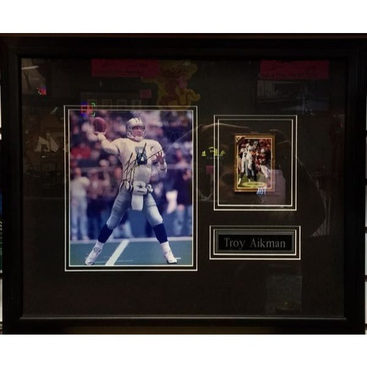 Dallas Cowboys Troy Aikman Football Photo Framed Signed and Certified