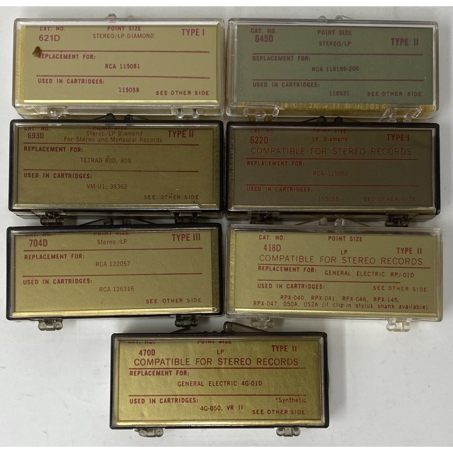 READ - Lot of 7 Recoton Mixed LP Diamond & Stereo Needles