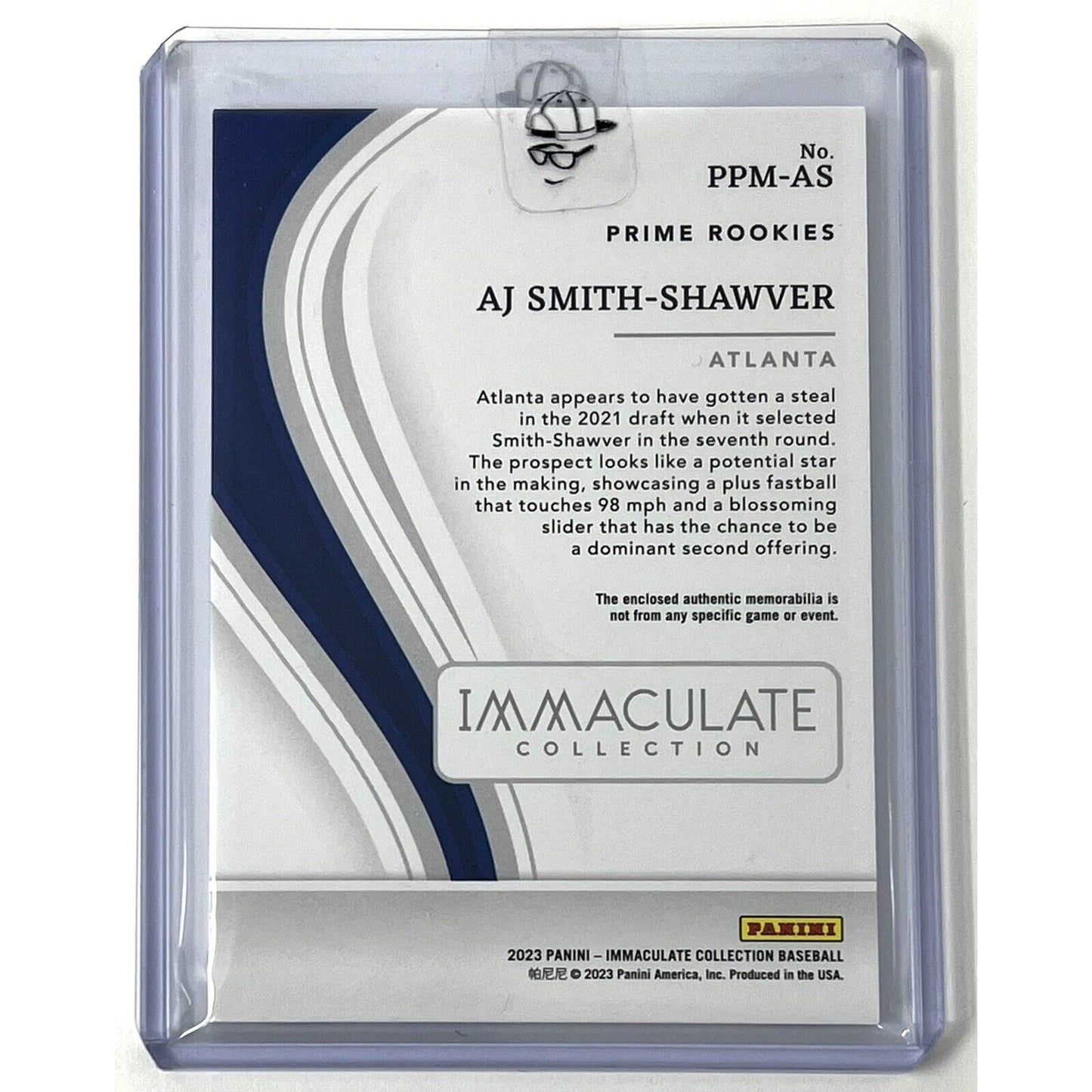 2023 Panini Immaculate AJ Smith-Shawver Braves #PPM-AS /10 Jersey Patch Card