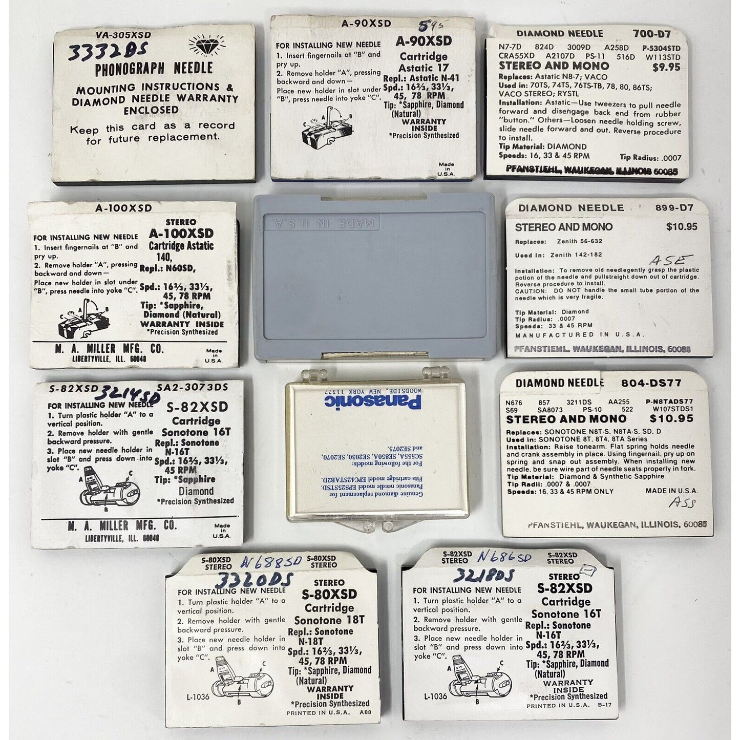 READ - Lot of 11 Vintage Mixed Brands Stereo & Mono Diamond Needle