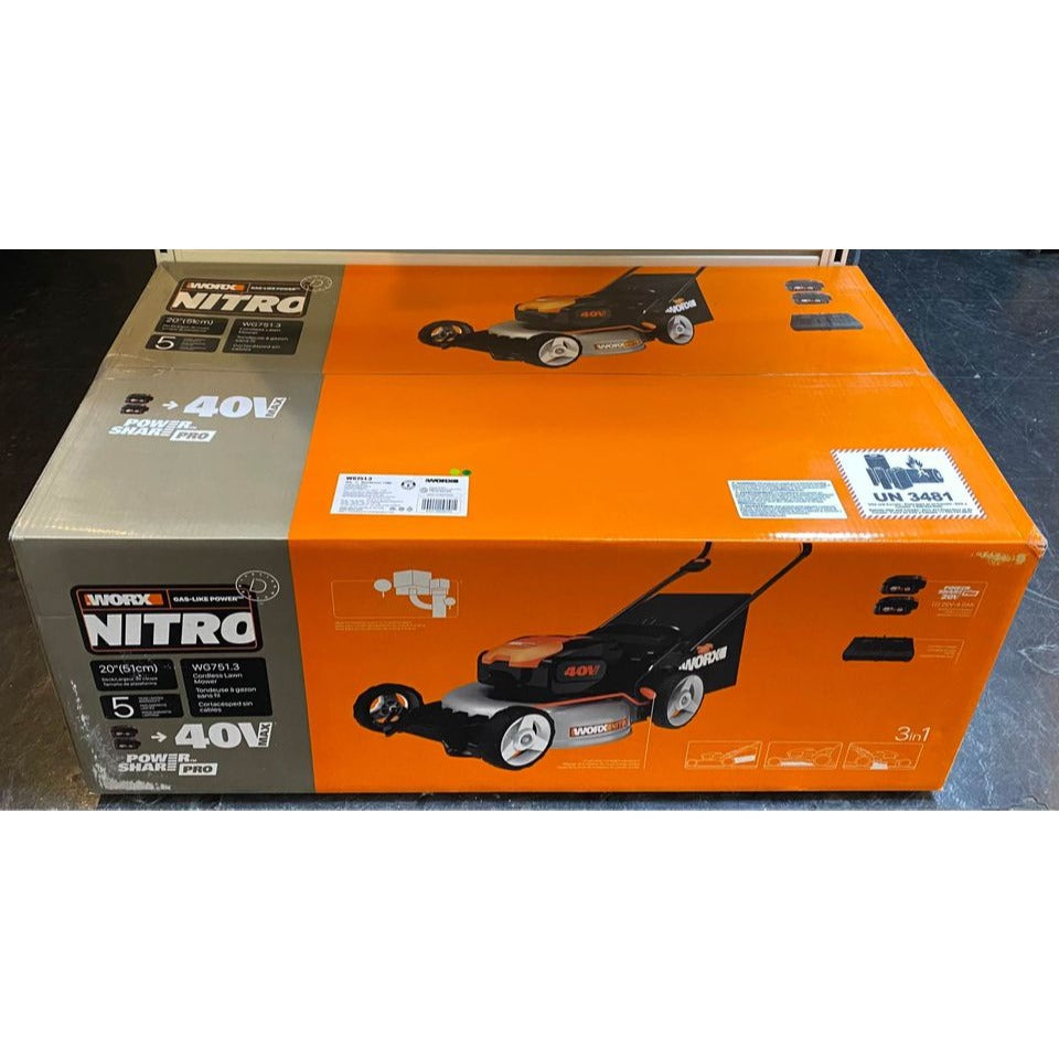 Worx Power Share Nitro 40V Cordless 20" Push Lawn Mower