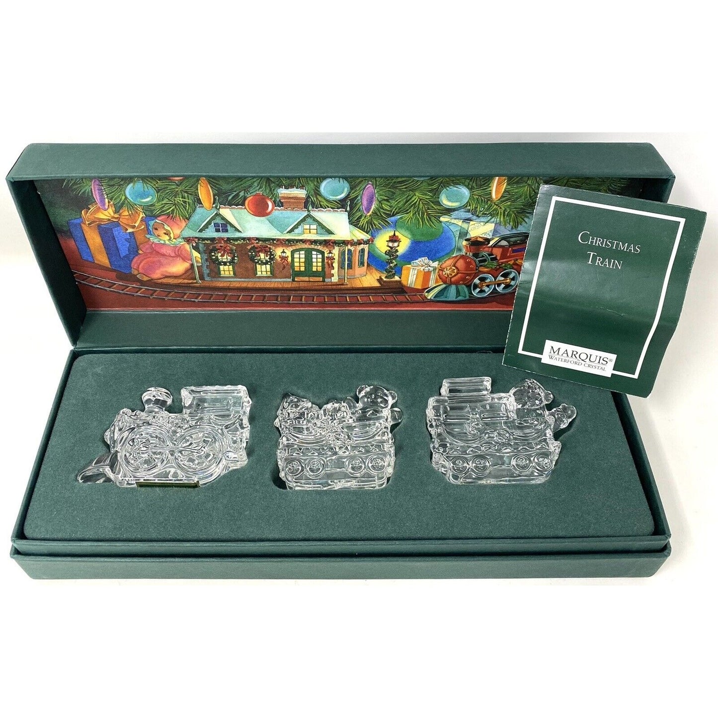 Retired 1997 Waterford Crystal Marquis Christmas Train Miniature 3pc Figurines