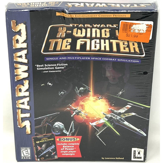NEW SEALED Vintage 1997 Big Box Star Wars X-Wing vs. Tie Fighter PC Video Game