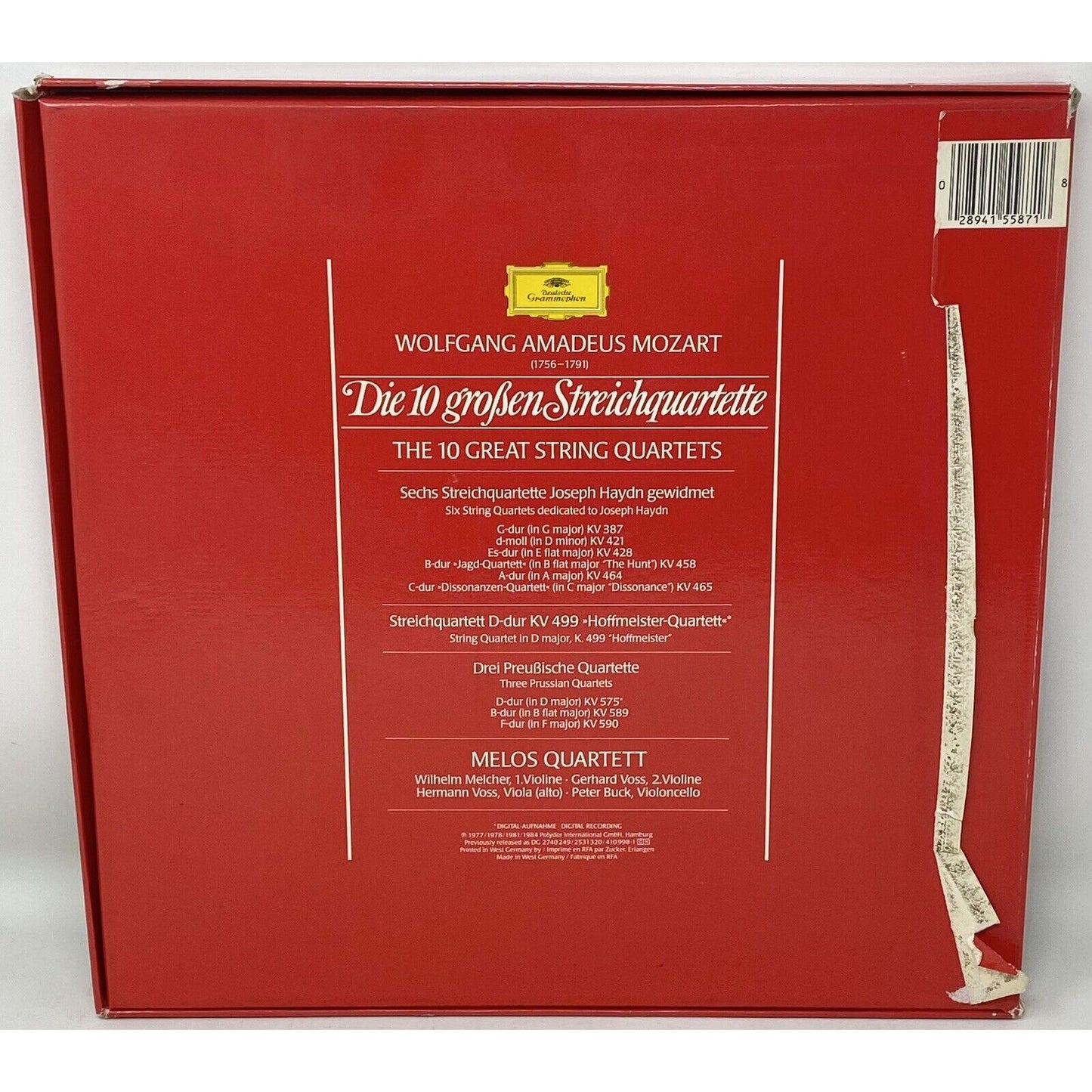 Melos Quartet Mozart 10 The Great String Quartets Vinyl 12" x5 LP Box Set