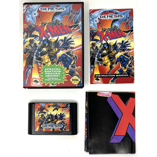 Sega Genesis X-Men Special Edition w/Poster Video Game Complete