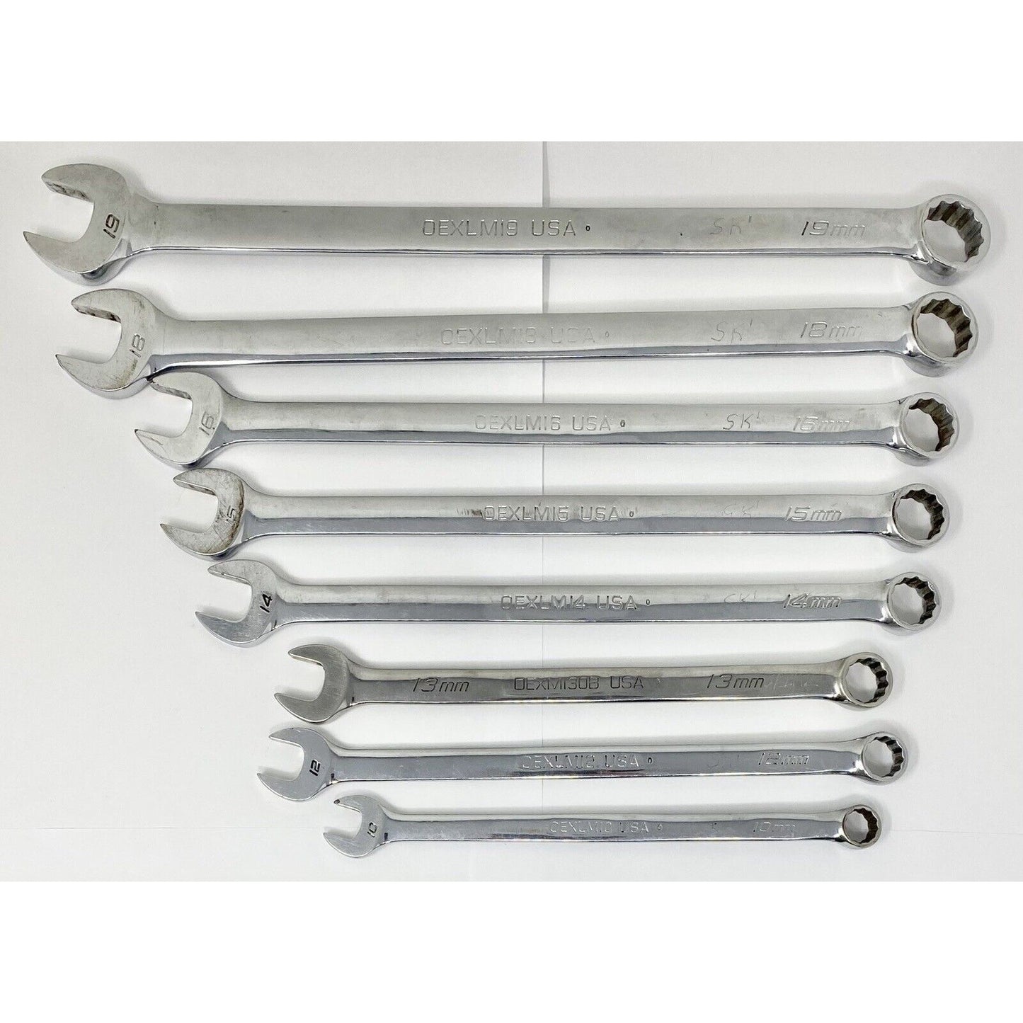 8pc Snap-On OEXLM 12Pt Metric Flank Dr Long Combination Wrench Set