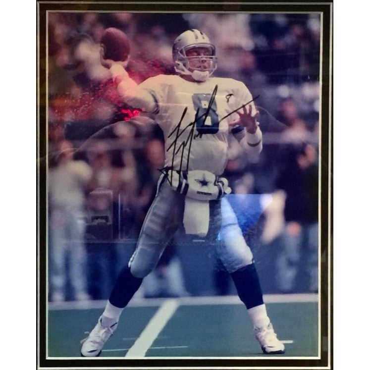Dallas Cowboys Troy Aikman Football Photo Framed Signed and Certified