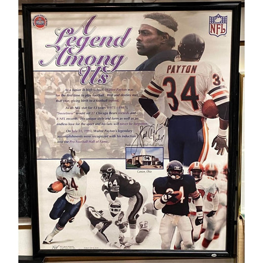 Chicago Bears Football Walter Payton Signed Framed Poster "A legend Among Us"