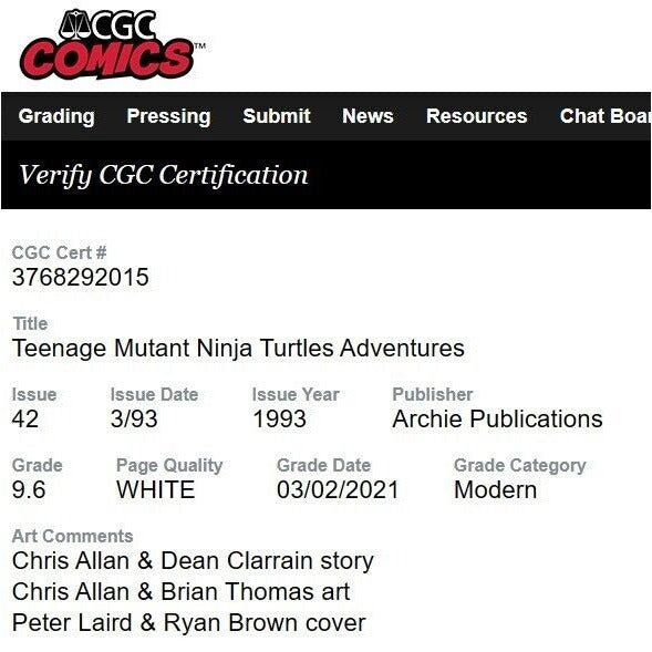 9.6 CGC Archie 1993 Teenage Mutant Ninja Turtles Adventures #42 Comic