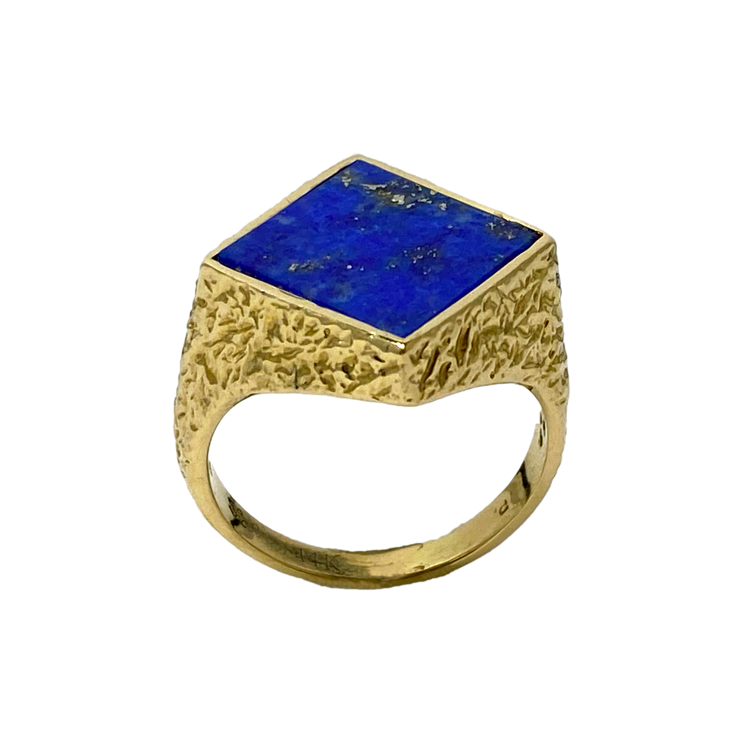 Vintage Square Lapis Lazuli 14K Yellow Gold Ring