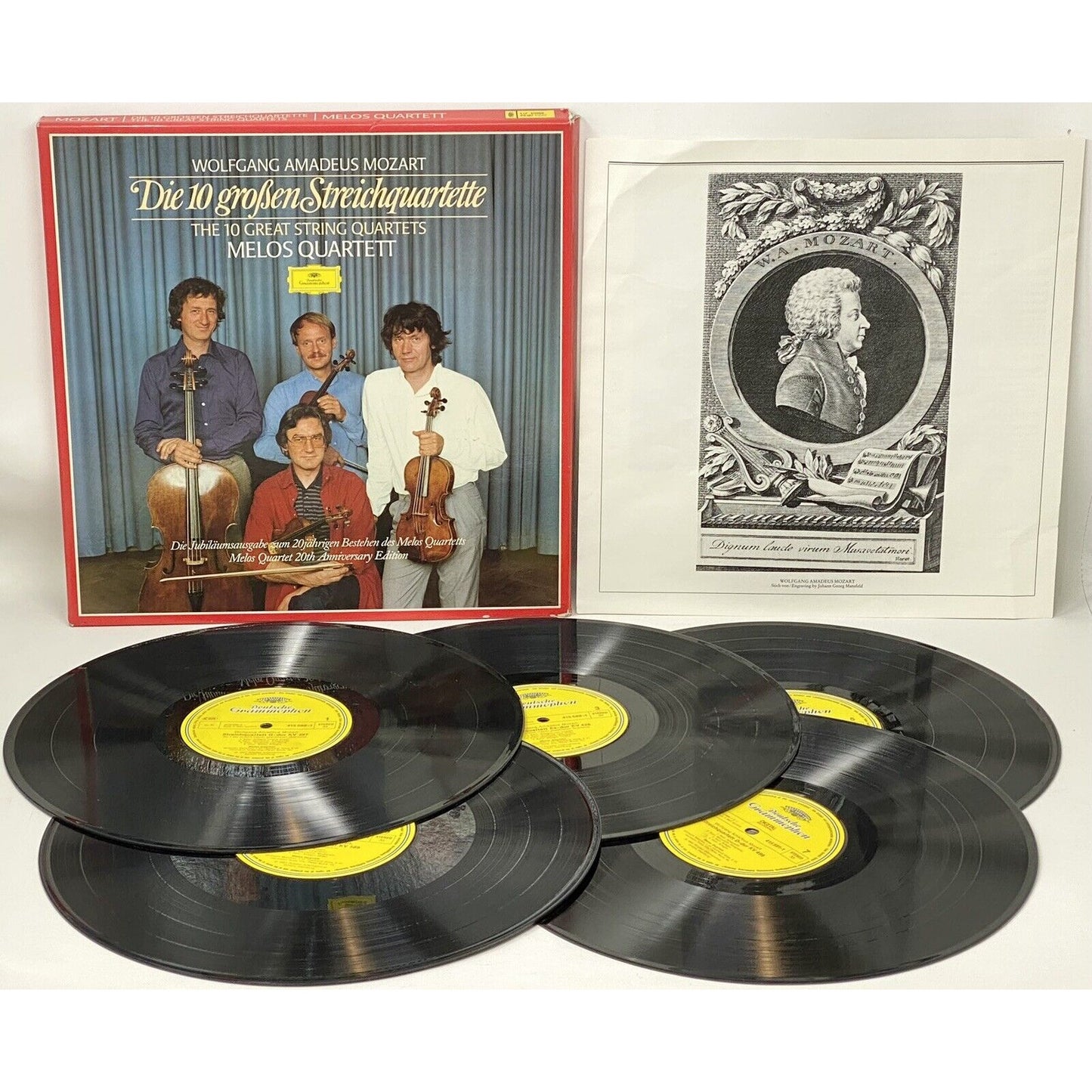Melos Quartet Mozart 10 The Great String Quartets Vinyl 12" x5 LP Box Set