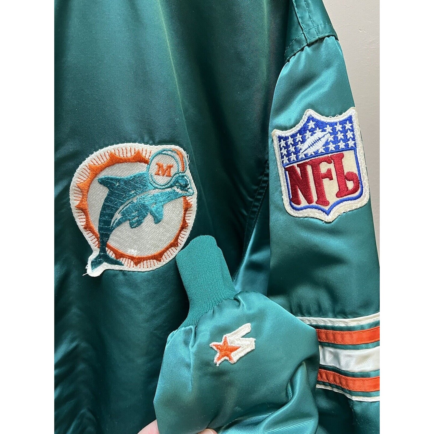 90's Vintage Starter Pro Line Miami Dolphins Snap Button Satin Men’s XL Jacket