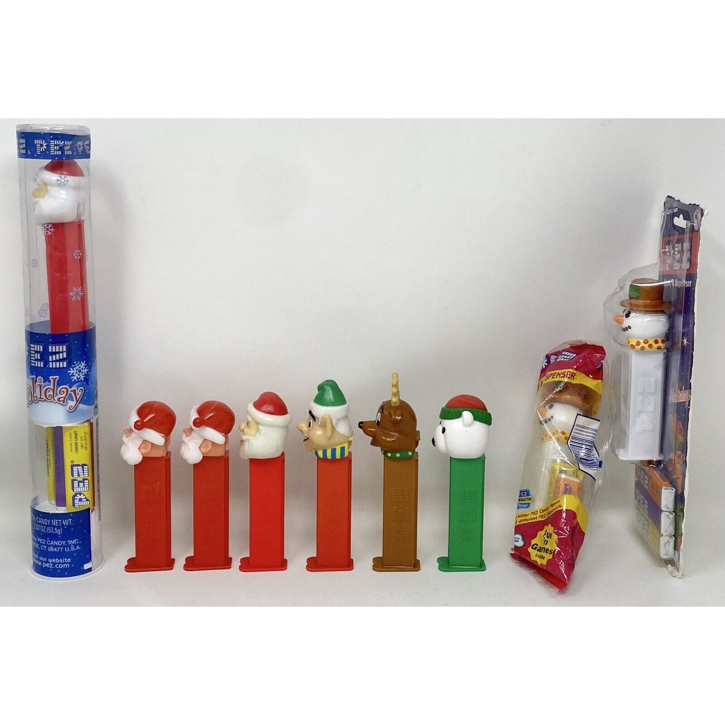 Lot of 9 Holiday Xmas Christmas Snowman Santa Claus Elf PEZ Candy Dispensers