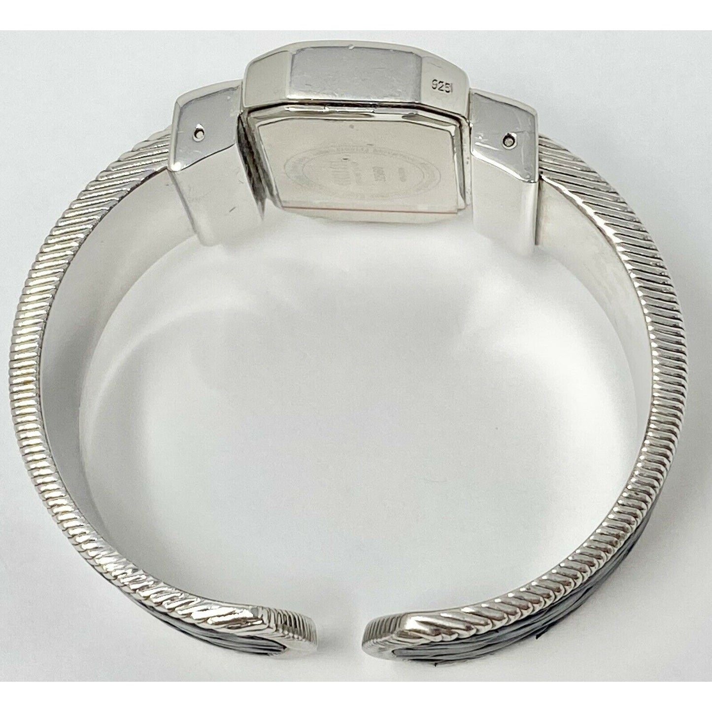 Ecclissi 32960 Sterling Silver 925 Quartz Leather Bangle Cuff Ladies Watch