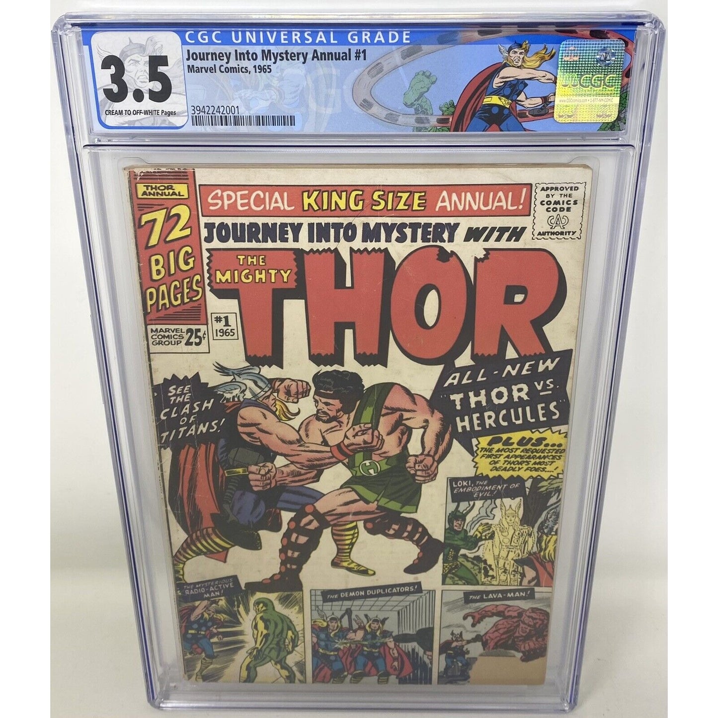 1965 CGC 3.5 Journey Into Mystery Annual #1 Thor 1st App Hercules / Zeus Comic