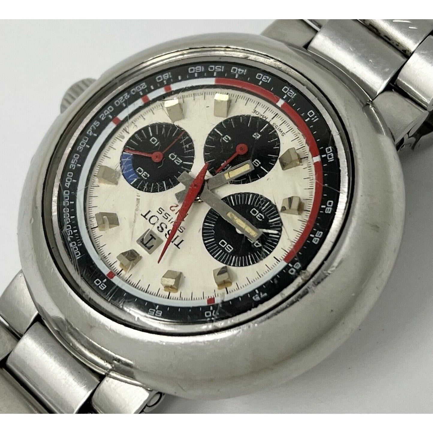 NEEDS SERVICE - Vintage Tissot T12 UFO Chronograph Stainless Steel Men's Watch