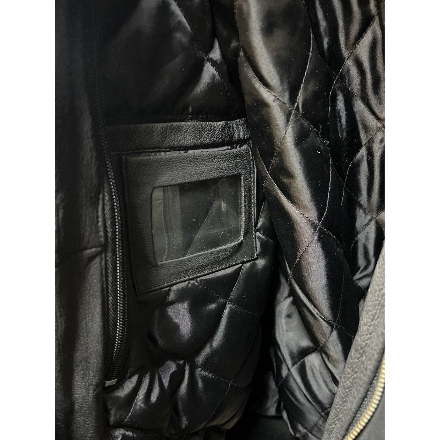 DreamWorks SKG Collared Black Leather Bomber Jacket - Large