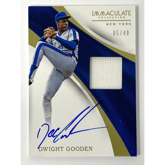 2017 Panini Immaculate Dwight Gooden /49 New York Mets Autographed Patch Card