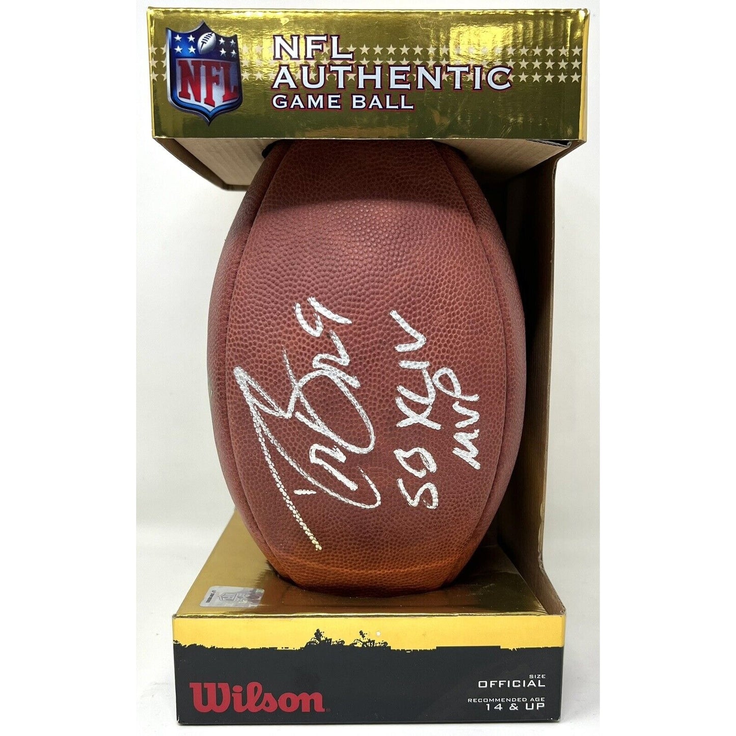 PSA DNA Drew Brees SB XLIV MVP Signed Wilson NFL The Duke Football - Saints