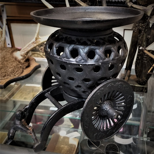 Cast Iron Latticed Vase On Wheels