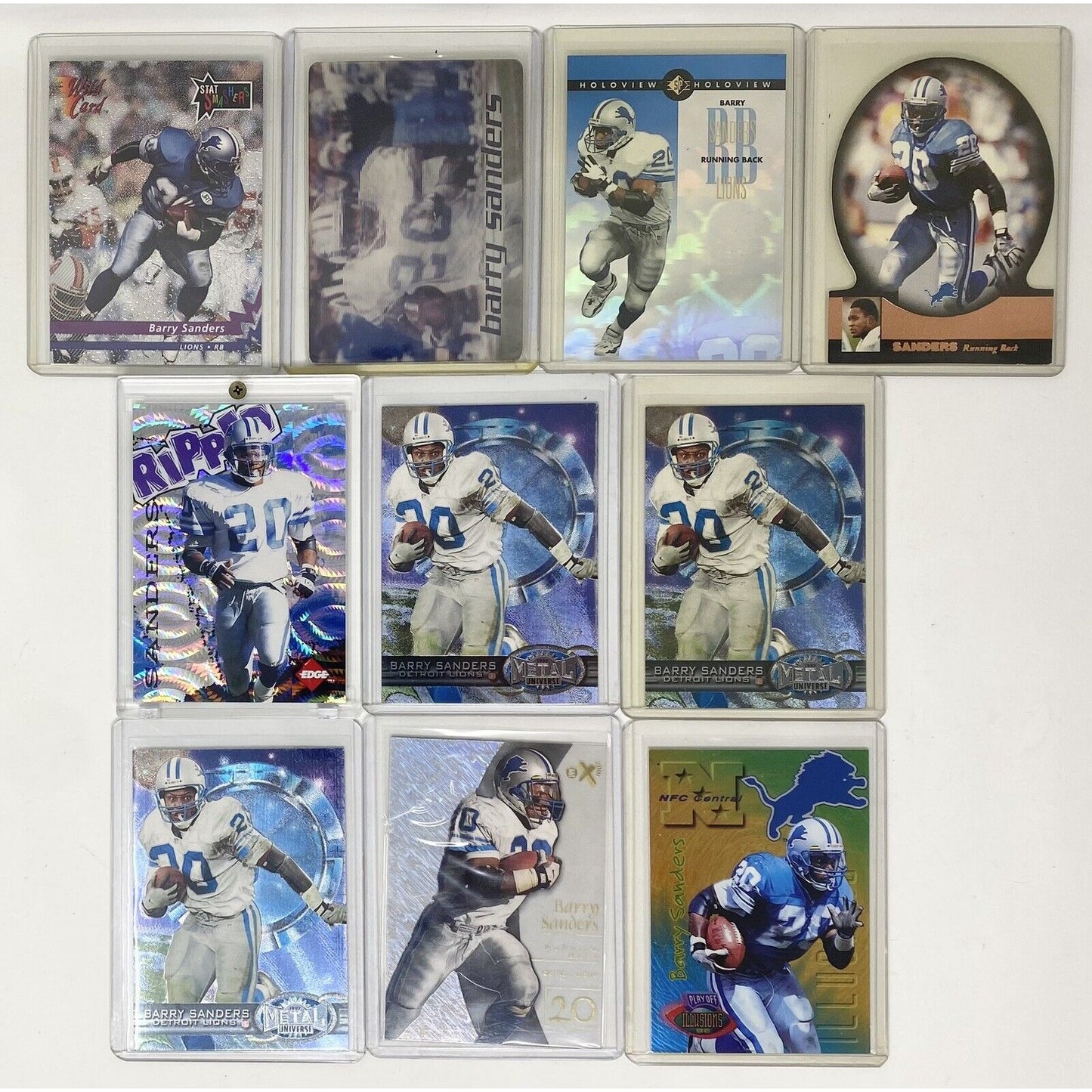 Mixed Lot of 21 Barry Sanders Lions Detroit Lions NFL Football Trading Cards