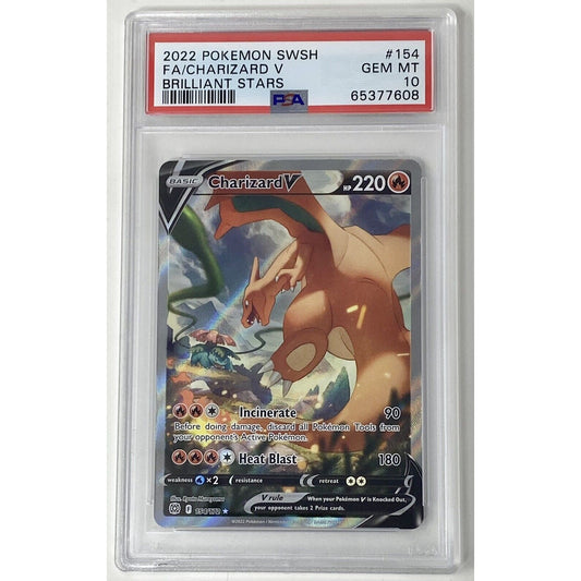 PSA 10 2022 Pokemon SWSH Full Art Charizard V #154 Brilliant Stars Card