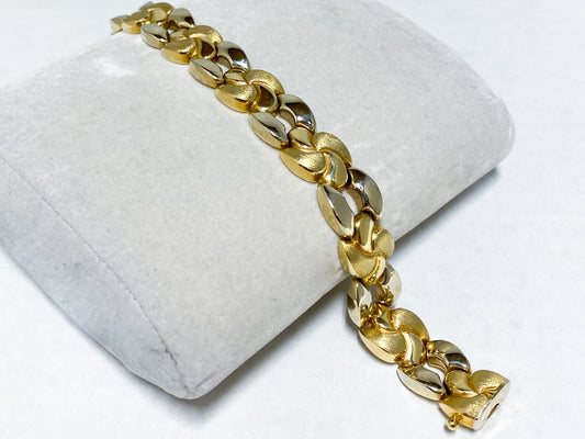 14K Gold Twist Pattern Link Bracelet - 7"