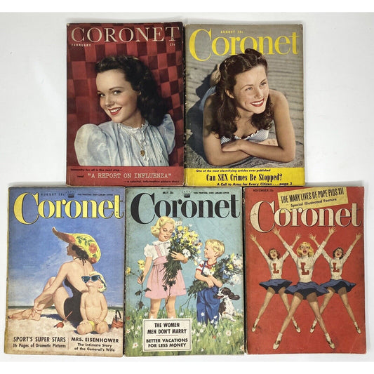 Vintage Lot of 5 Coronet Magazines - 1946, 1951, 1952