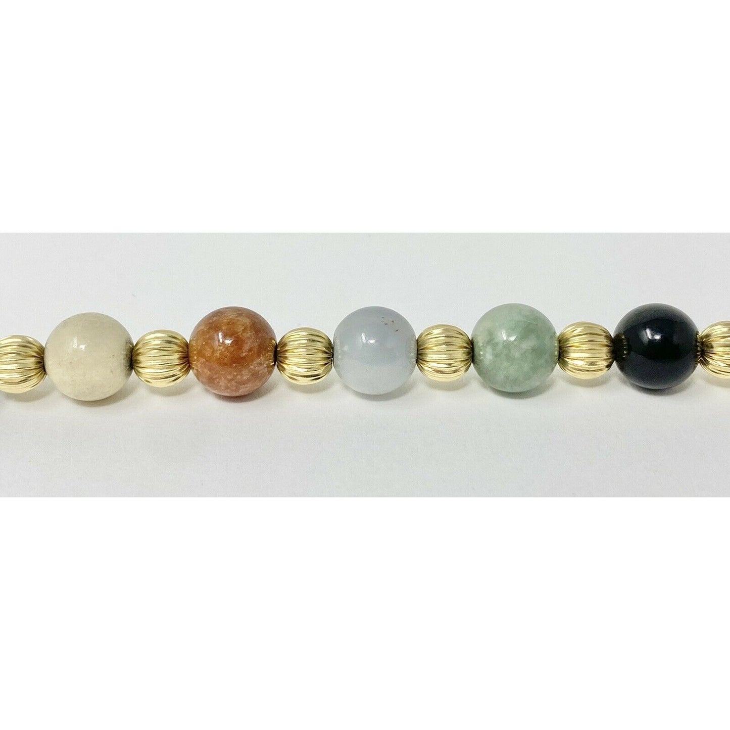 Multi-Color Jade & 14K Gold Bead 30" Necklace