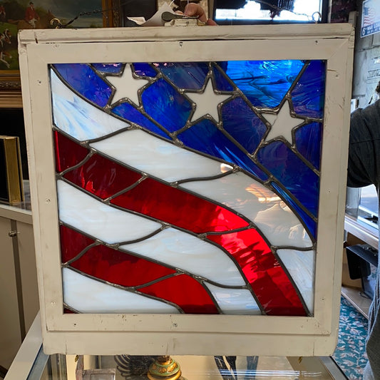 American Flag Stained Glass Hanging Window