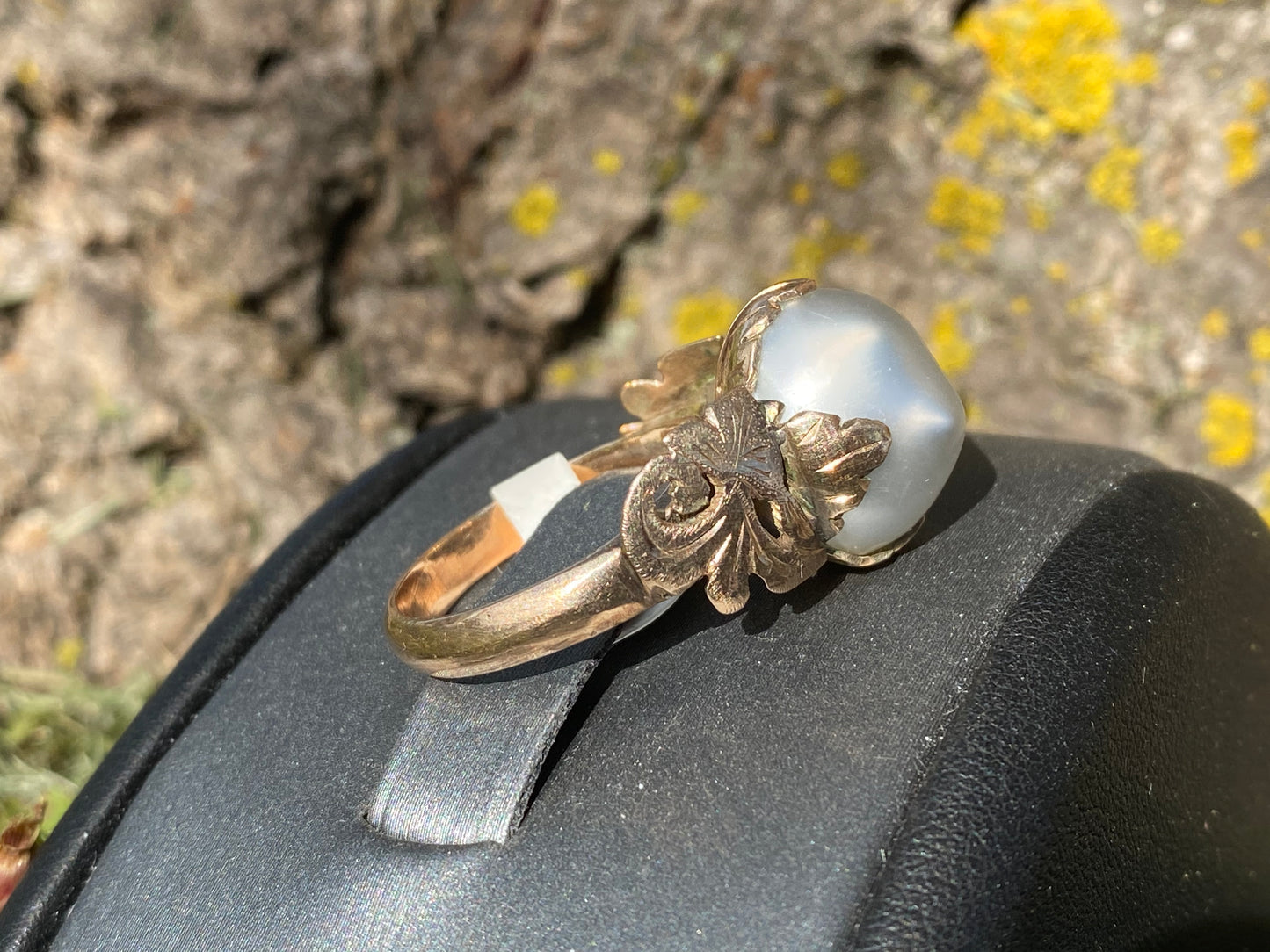 Vintage Natural White Pearl Ring - 10K Gold Ornate Setting