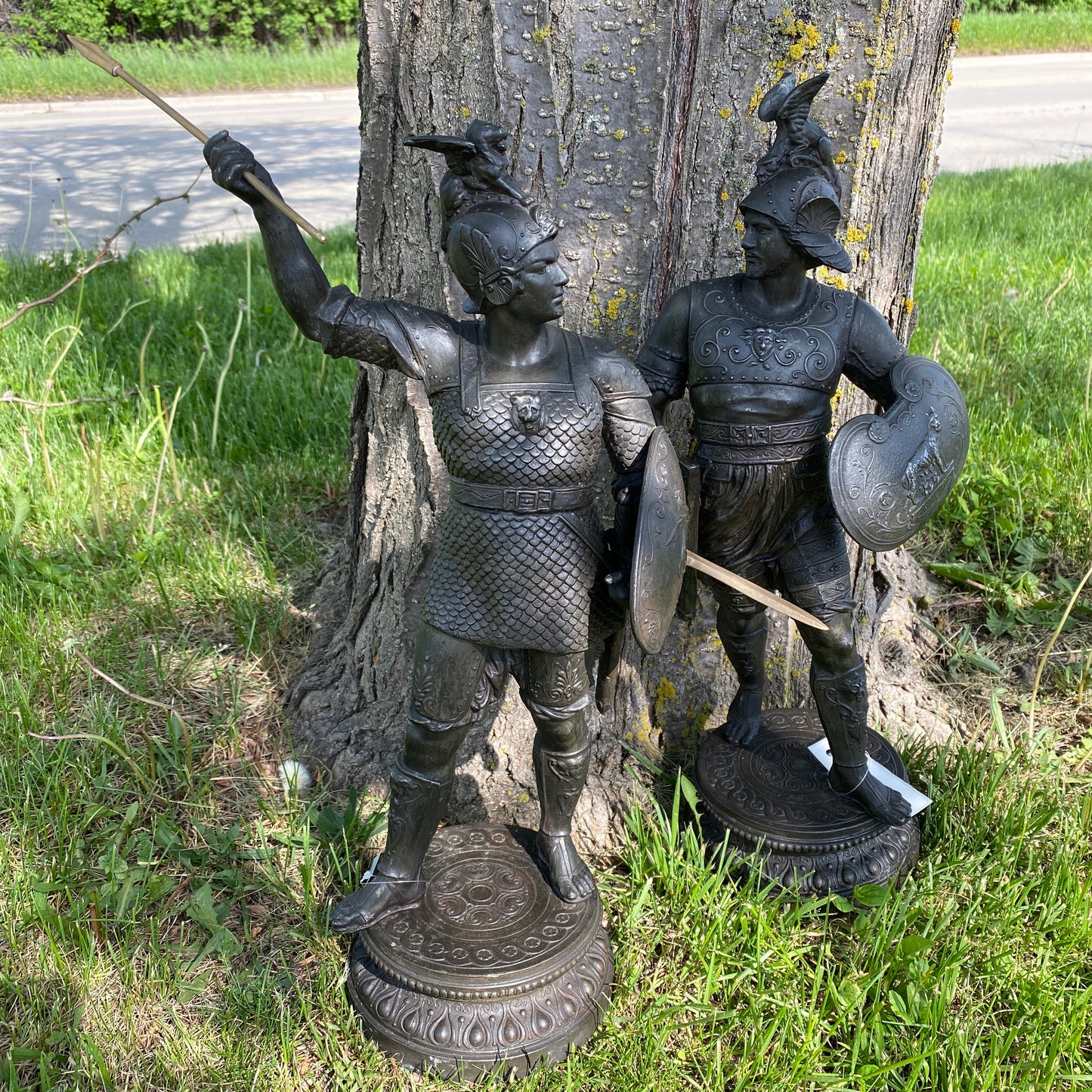 Antique Spelter Warriors in Suits of Armor
